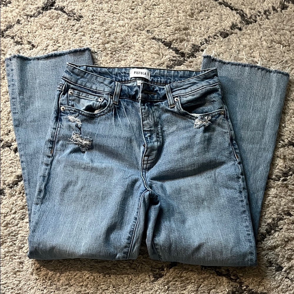 Pistola Raw Hem Light Wash Jeans - Size 27